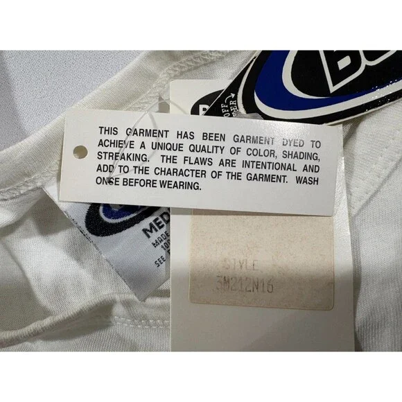 VTG Bugle Boys Tank Top Shirt Print White Sleeveless 90's Shark Mens Sz M NWT - Picture 7 of 10